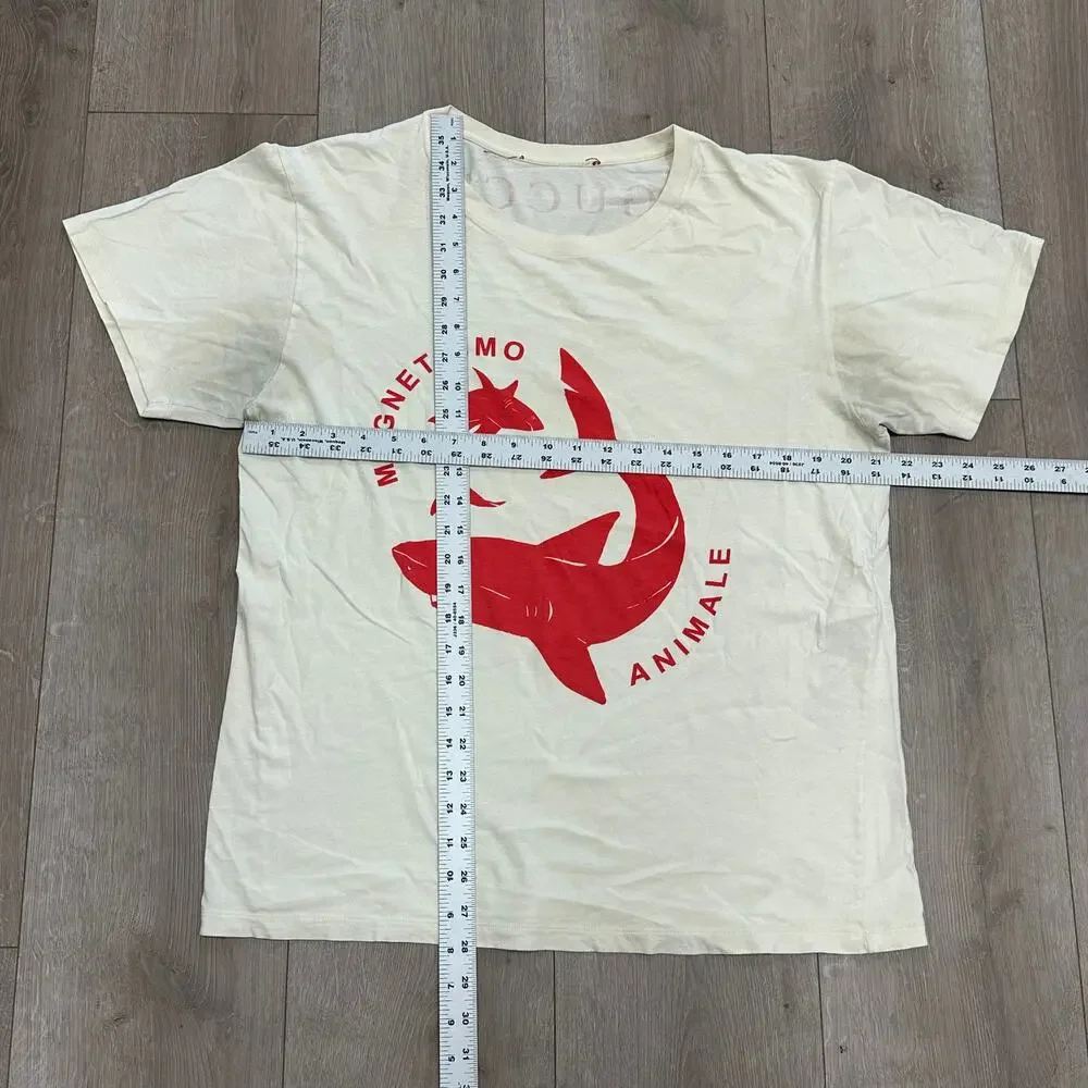 Gucci Magnetismo Animale Shark Tee T Shirt size Large L Cream B30